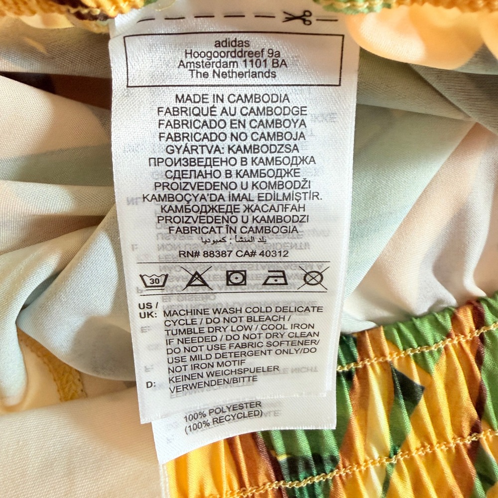 Adidas x Farm Rio Pacer Shorts Yellow Tropical Bird of Paradise S NWT - Picture 8 of 9